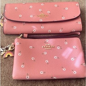 Coach Floral Print Wallet w/ Matching Wristlet